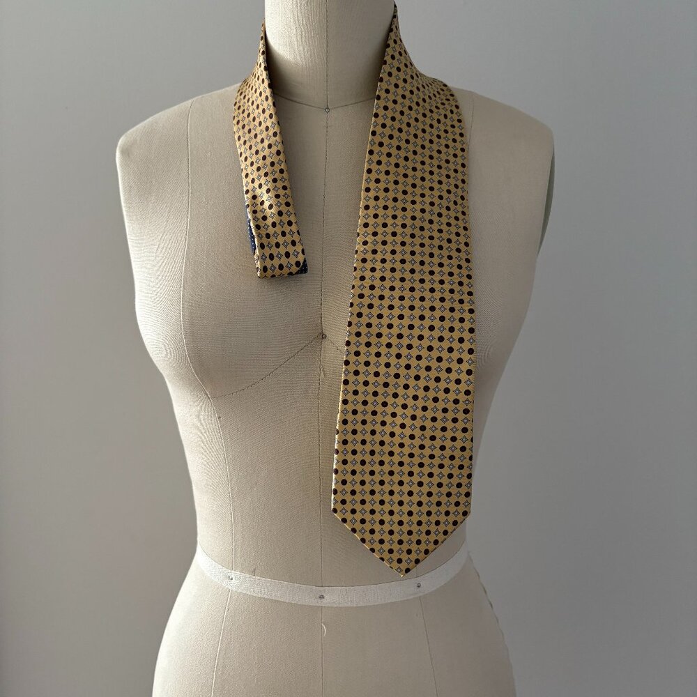 Tommy Hilfiger Men's Yellow Geometric Pattern Tie 100% Silk Necktie Tie